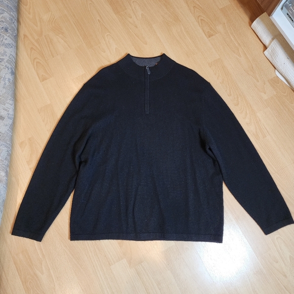 Paola Mondo 100% Cashmere Black Quarter-Zip Sweater Mens Size XXL (small flaw) - Picture 5 of 16